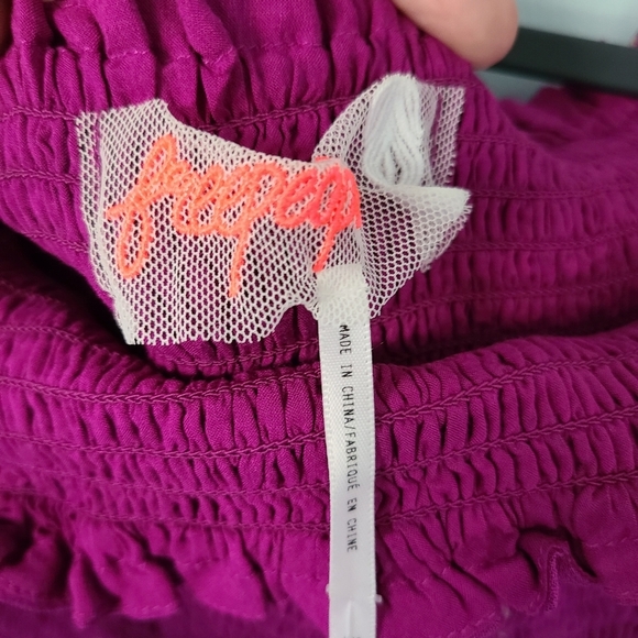 Free People Purple Foiled Smocked Midi Dress - Picture 4 of 5